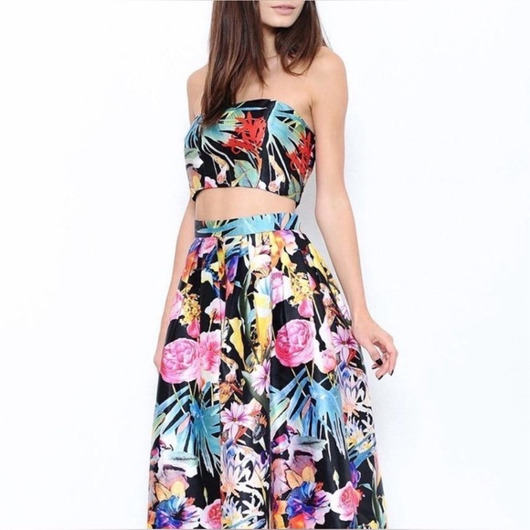 L’ATISTE 2-Piece Red Carpet Floral Maxi Skirt Dress - Picture 2 of 15
